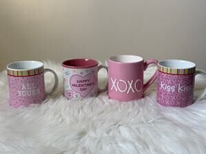 Valentine’s Day Mugs- Bundle of 4: Conversation Hearts, XOXO, Kiss, All Yours